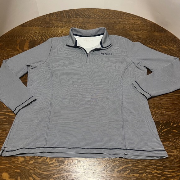 Peter Millar Pullover Mens XXL Blue Striped NetJets Quarter Zip Long Sleeve